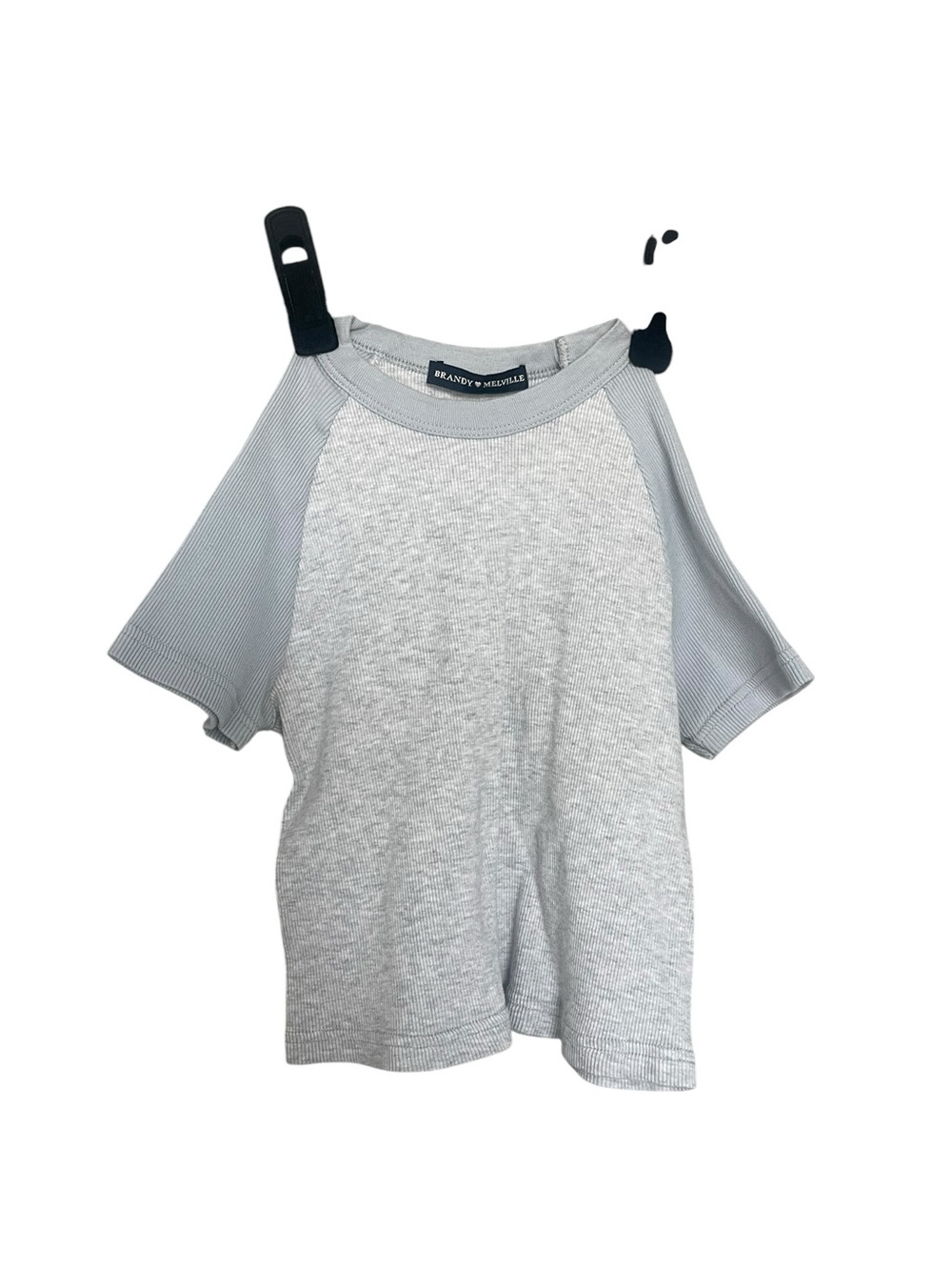 Brandy Melville Light Gray Raglan Cold-Shoulder Top